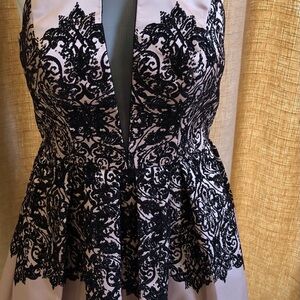 Teeze Me Party/Prom/Formal Dress Strappy/back Tie Size 1 Beige & Glittery Black